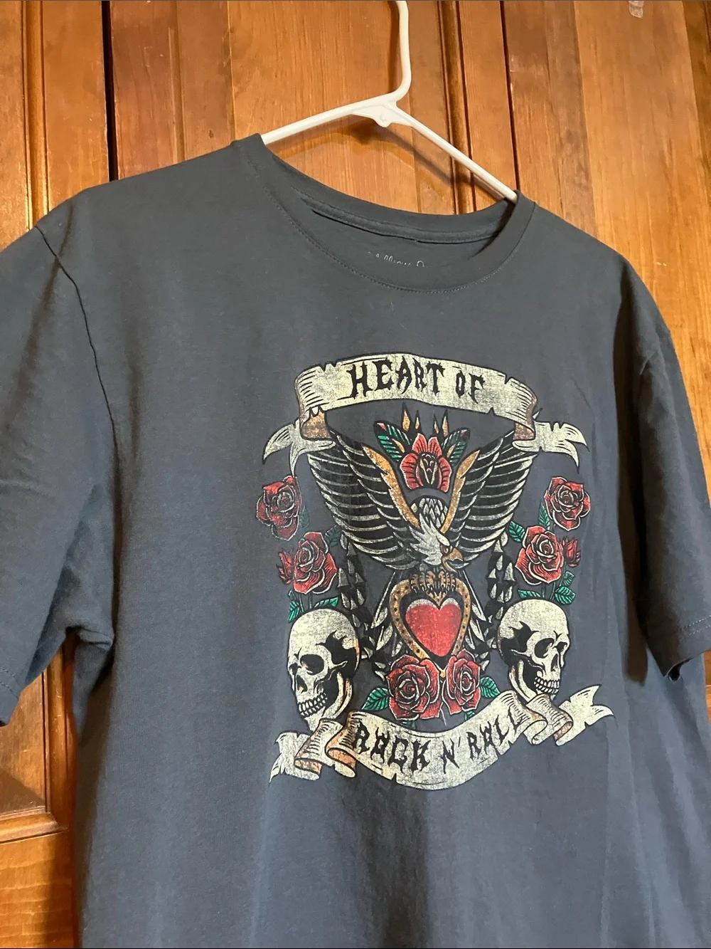 Rebellious One- 'Heart of Rock N' Roll' Graphic Tee W/Red Roses &FREE GIFT!! :)